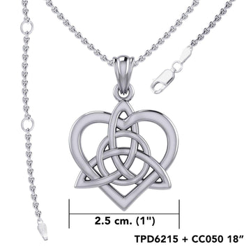 Celtic Flowing Heart Triquetra Sterling Silver Pendant – Graceful Symbol of Love and Unity by Peter Stone Jewelry TPD6215 - Jewelry